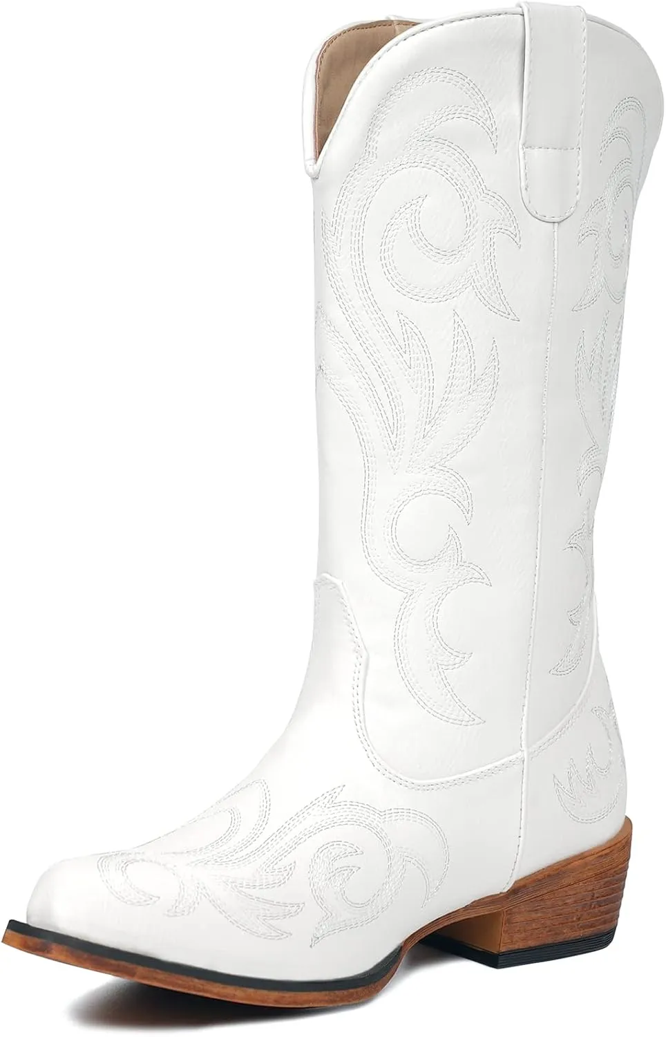 IUV Cowboy Boots For Women Mid Calf Cowgirl Boots Pointy Toe Western Boot