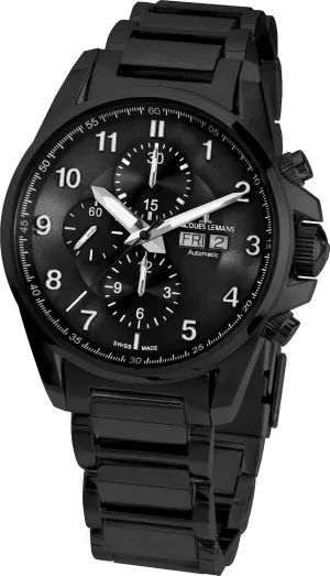 Jacques Lemans Men's 1-1750G Liverpool Automatic Analog Display Swiss Automatic Black Watch