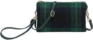 JEN & CO. Riley Plaid Small Crossbody Bags Vegan Leather Wristlet Wallets Clutch Purses Shoulder Handbag for Women