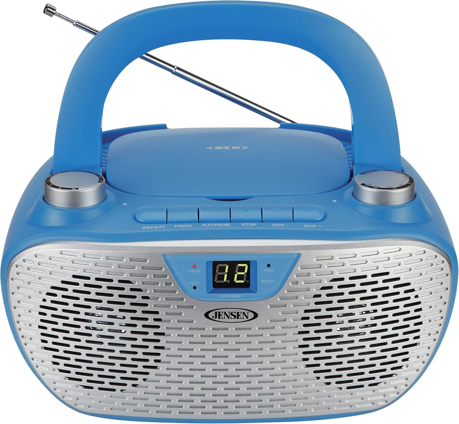 JENSEN CD-485-BL CD-485 1-Watt Portable Stereo CD Player with AM/FM Radio, Corded Electric (Blue)