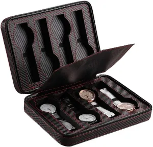 Jewelry Display Box 8 Grids Watch Box with Zipper Portable Watch Jewelry Display Storage Box Watch Storage Box (Color : Black Size : S)