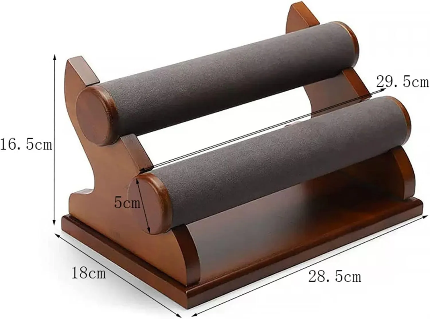 Jewelry Display Stand Bracelet Holder with 2 Tier Racks, Velvet Jewelry Display Stands, Wooden Watch Bangle T-Bar Jewelry Organizer for Wrist Watch, Bangles and Bracelets Jewelry display props(C)