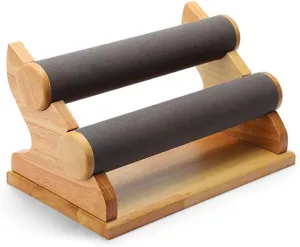Jewelry Display Stand Bracelet Holder with 2 Tier Racks, Velvet Jewelry Display Stands, Wooden Watch Bangle T-Bar Jewelry Organizer for Wrist Watch, Bangles and Bracelets Jewelry display props(C)