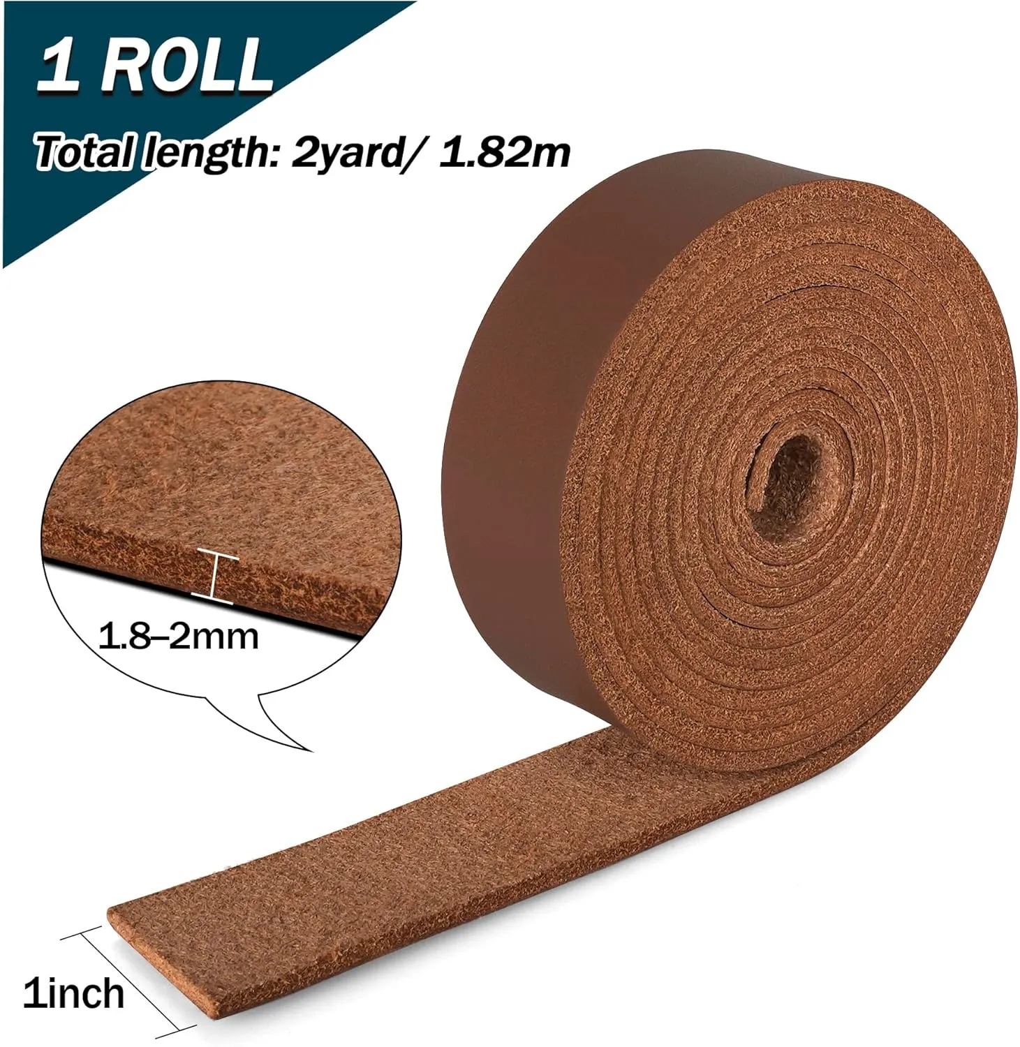 JinRuiKJ Top Grain Leather Strap - 1/2 Inch Wide 72 Inches Long Light Brown Leather Strips - Very Suitable for DIY Arts & Craft Projects, Traction Ropes, Bag Straps, Furniture Handles