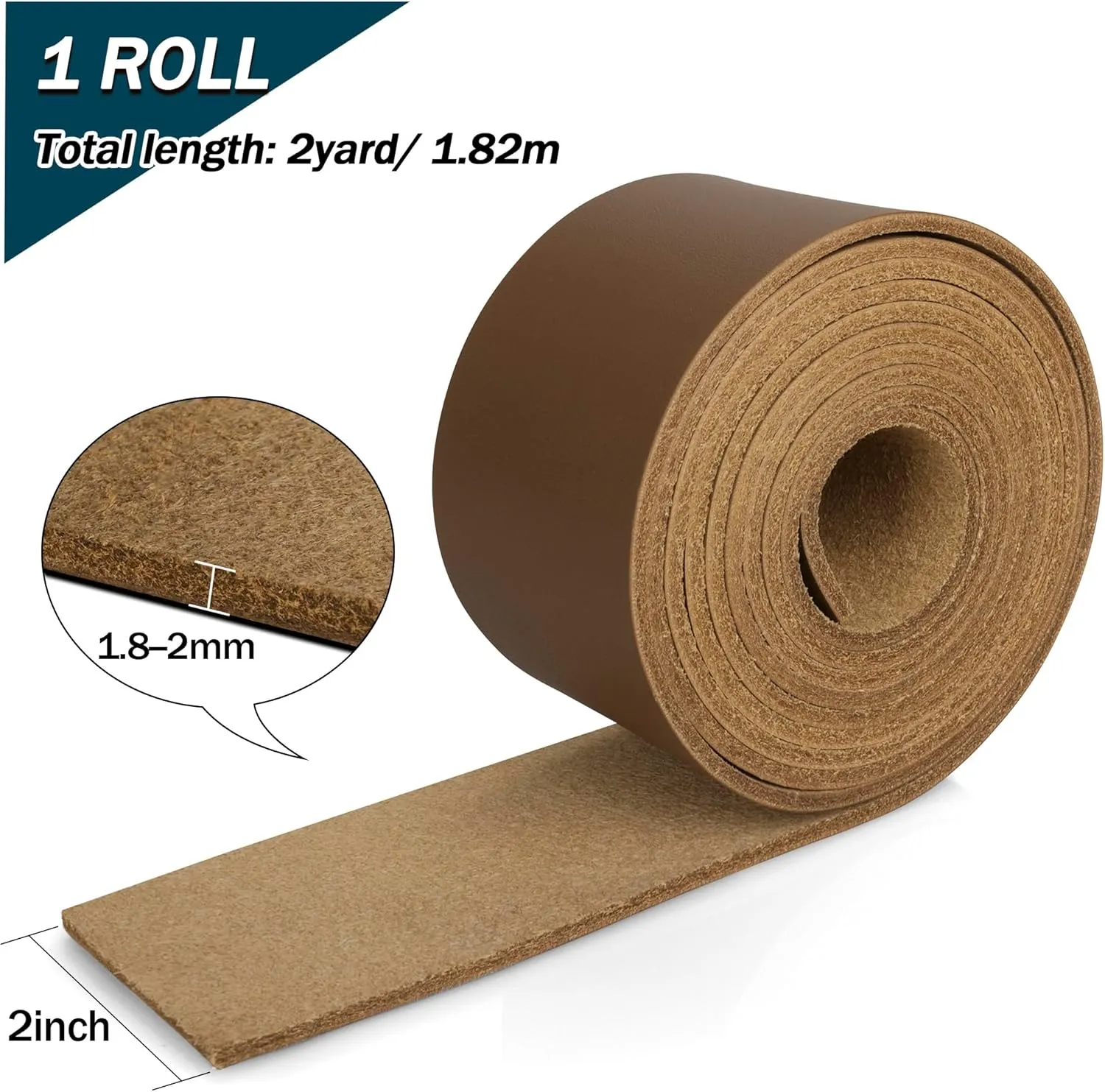 JinRuiKJ Top Grain Leather Strap - 2 Inch Wide 72 Inches Long Brown Leather Strips - Very Suitable for DIY Arts & Craft Projects, Traction Ropes, Bag Straps, Furniture Handles