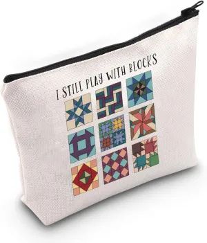 JNIAP Quilting Gift I Still Play with Blocks Cosmetic Bag Quilt Retreat Gift Quilt Block Gift (I Still Play Bag)