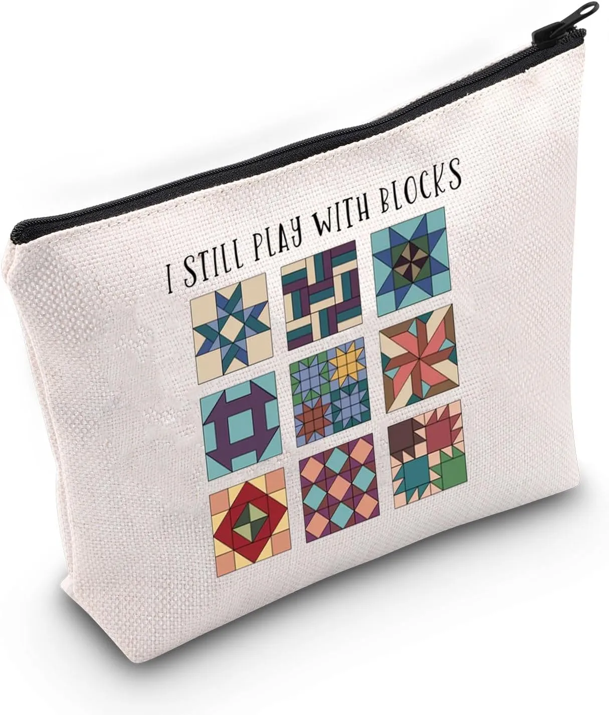 JNIAP Quilting Gift I Still Play with Blocks Cosmetic Bag Quilt Retreat Gift Quilt Block Gift (I Still Play Bag)