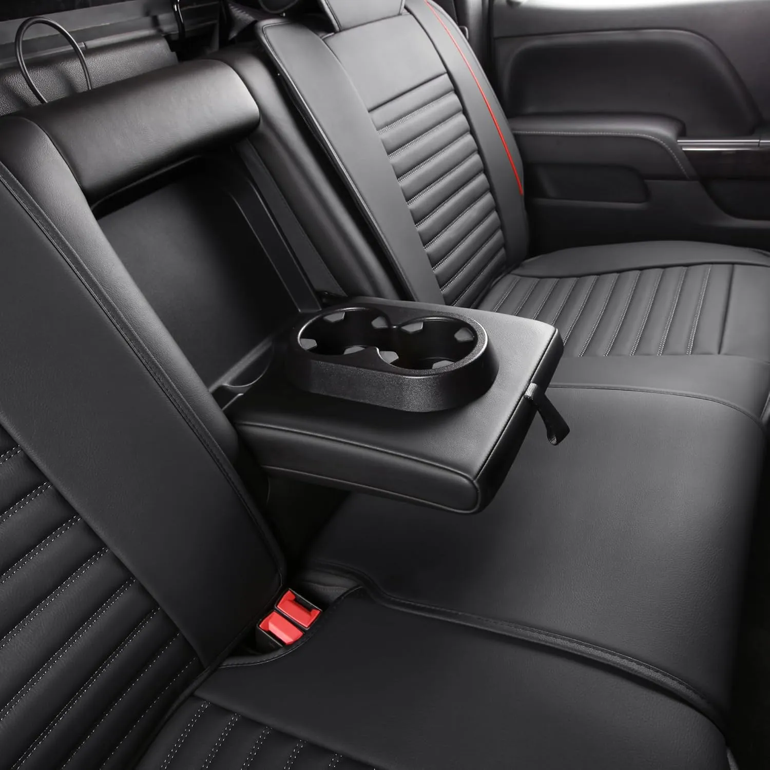 JOJOBAY Chevy Silverado Seat Covers,GMC Sierra Seat Covers,Custom Fit 2007-2024 1500 2500HD 3500HD Crew Double Extended Regular Cab,LT LZT RST Trail Boss(Full Set,Black Red)