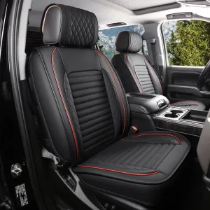 JOJOBAY Chevy Silverado Seat Covers,GMC Sierra Seat Covers,Custom Fit 2007-2024 1500 2500HD 3500HD Crew Double Extended Regular Cab,LT LZT RST Trail Boss(Full Set,Black Red)