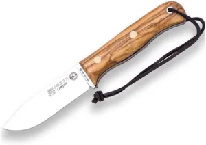 Joker Campero Knife CO118-P, Blade 4.13 inches of Böhler K720 Carbon Steel, Brown Leather Sheath includes, Tool for Fishing, Hunting, Camping and Hiking (Olive Wood, Leather Sheath   FireStarter)