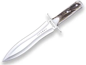 Joker Hunting Knife Wild Boar 110, Hiking Knife with different Handle, 9.84 inches Blade, Includes Brown Leather Sheath, Tool for Fishing, Hunting, Camping and Hiking (Deer Handle)
