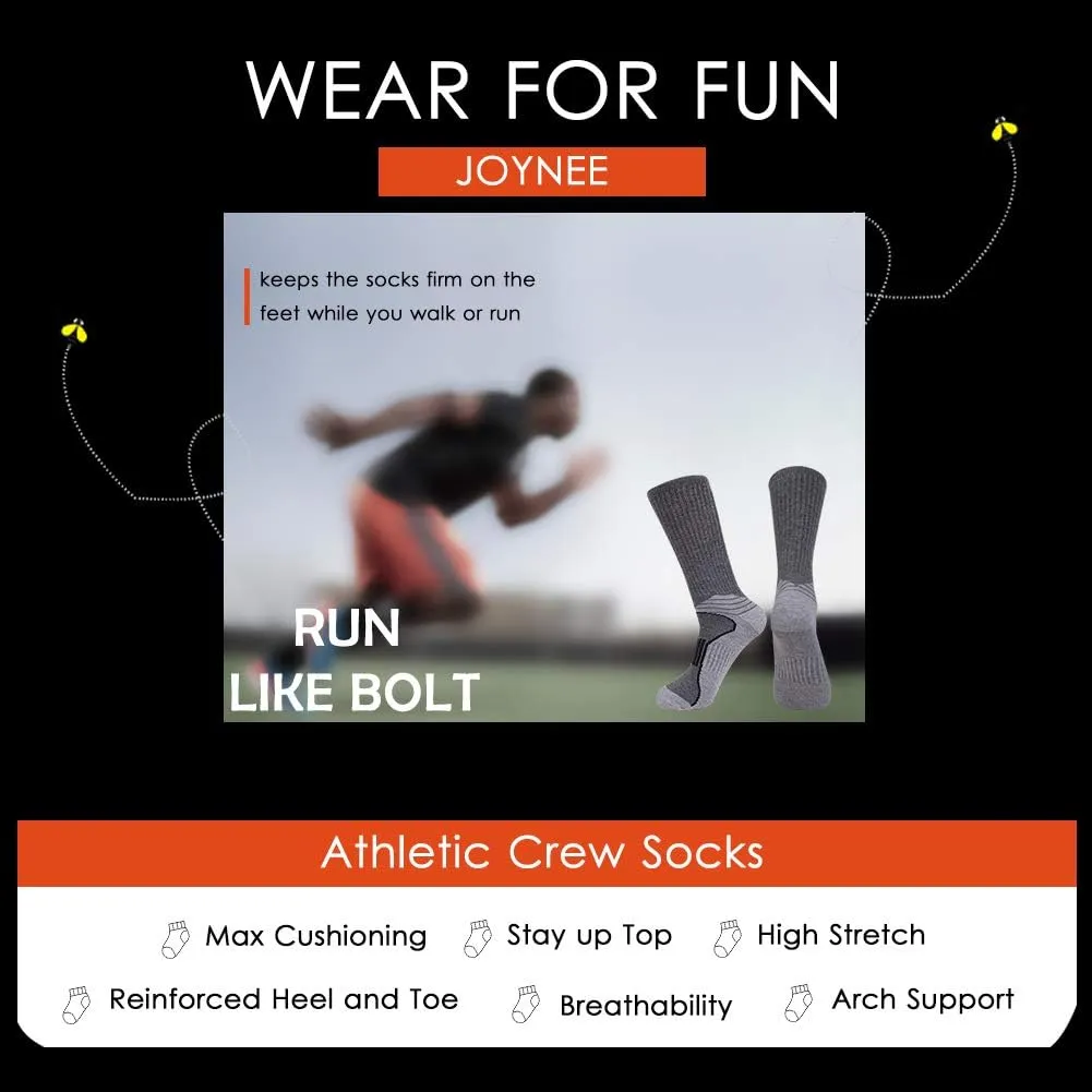 JOYNÉE Mens Athletic Performance Crew Socks for Running and Training 6 Pack