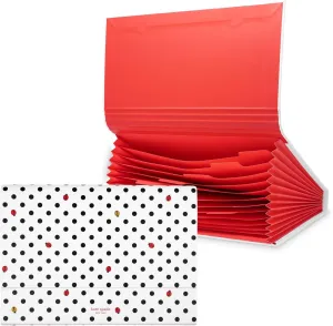 Kate Spade New York Expanding File Organizer, 12-Pocket Folder, Faux Leather File Folio with Magnetic Closure, Letter Size Document Holder, Ladybug Dot