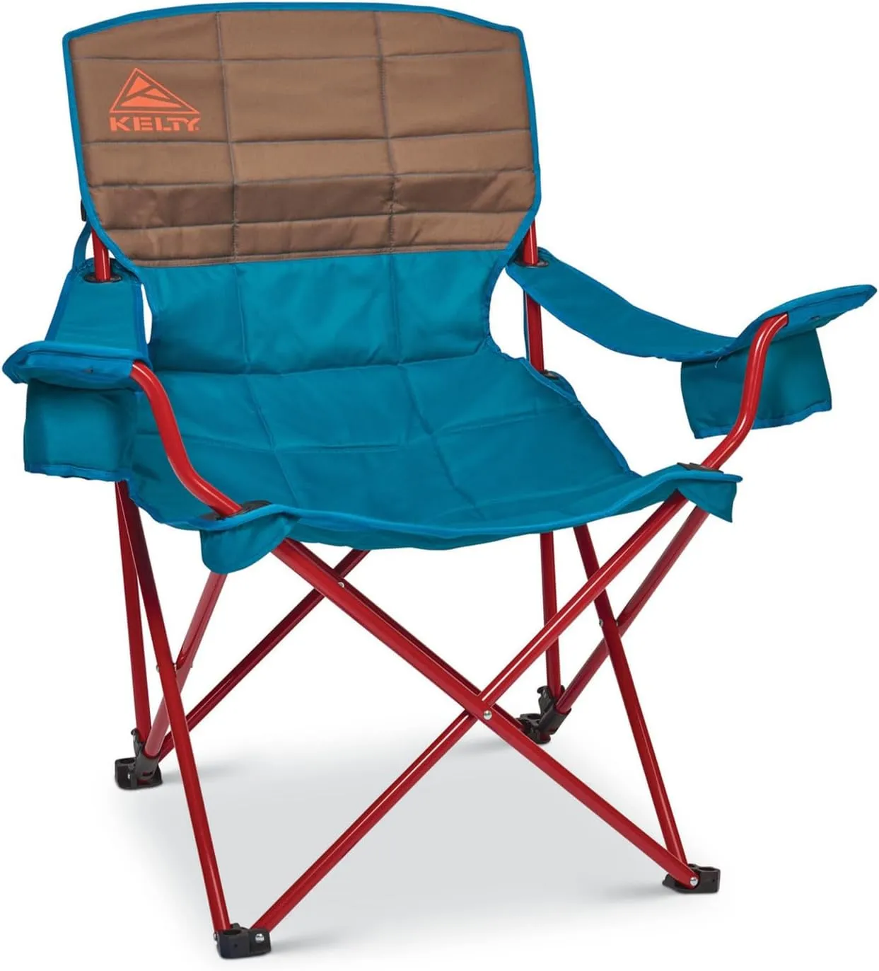 Kelty Deluxe Lounge Chair – Folding Outdoor Camp Chair, Insulated Cupholders, Customized Recline, Steel Frame, Padded Roll Storage, 2024 (Deep Lake)