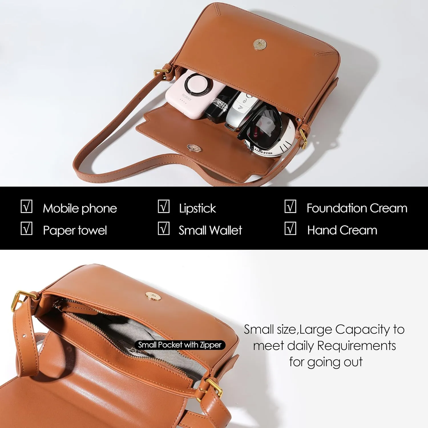 KEVANCHO Leather Shoulder Bag for Women, Women's Fashion Handbags Tote Clutch Bag with Zipper, Gifts for Her