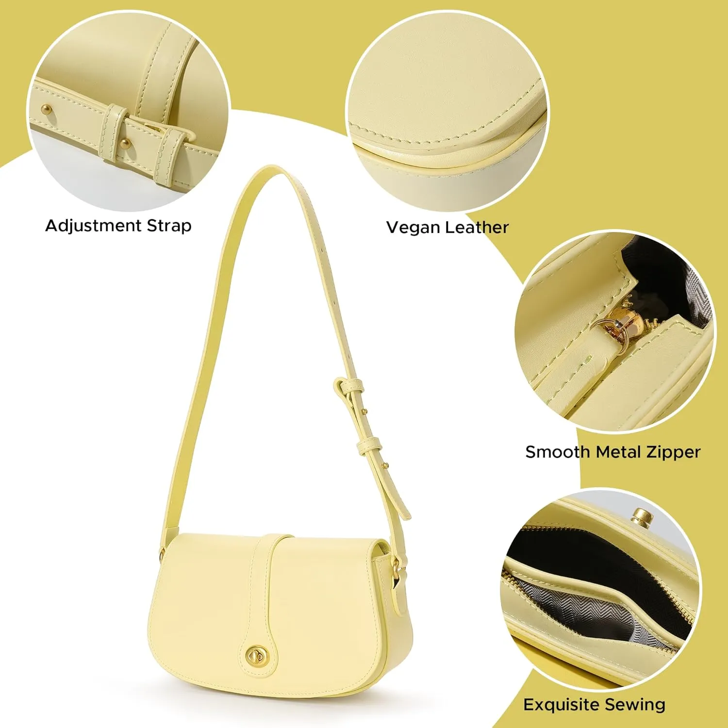 KEVANCHO Leather Shoulder Bag for Women, Women's Fashion Handbags Tote Clutch Bag with Zipper, Gifts for Her