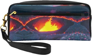 Kilauea Volcano Print Portable Makeup Bag,Travel-Friendly Design,Versatile Mini Makeup Pouchtion