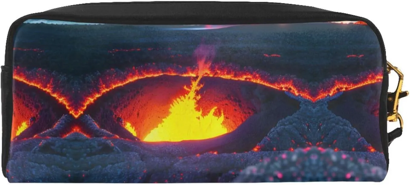 Kilauea Volcano Print Portable Makeup Bag,Travel-Friendly Design,Versatile Mini Makeup Pouchtion