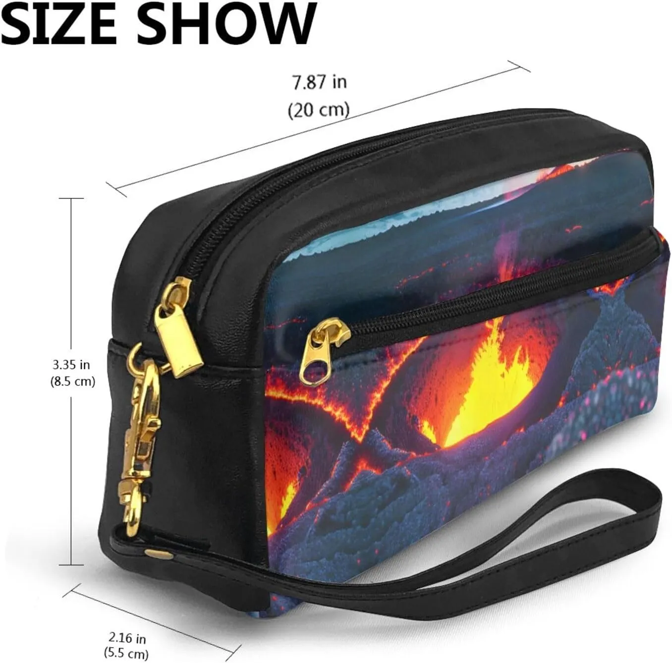 Kilauea Volcano Print Portable Makeup Bag,Travel-Friendly Design,Versatile Mini Makeup Pouchtion