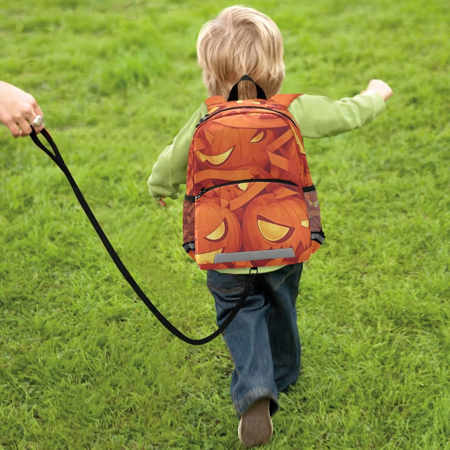 Kindergarten Elementary Kids Backpack, Halloween Scary Pumpkin, Water Resistant Book Bag for School Mini Travel Outdoor