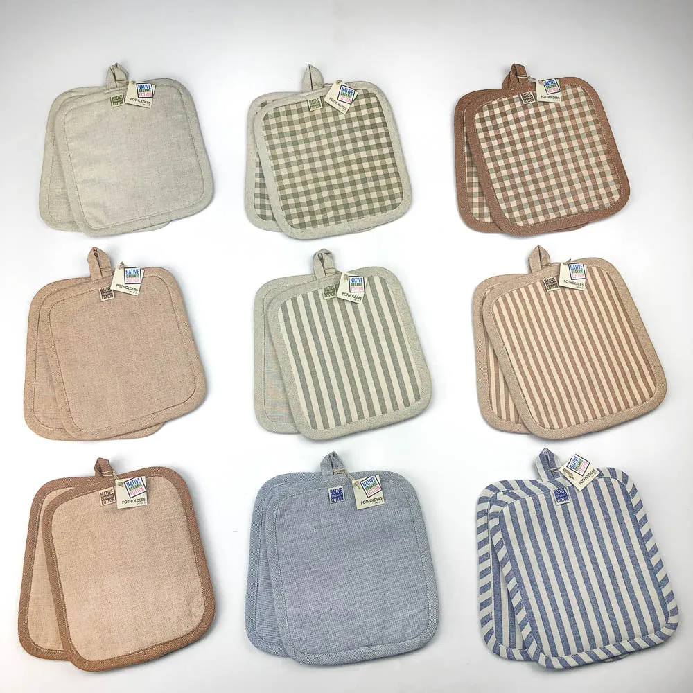 Kitchen Pot Holders - Gingham Check - Set of 2