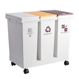 Kitchen Waste Bin Plastic Classified Double-Bucket Trash can Household Press-Open lid Wheeled Large-Capacity Square Trash can Garbage can(Medium)
