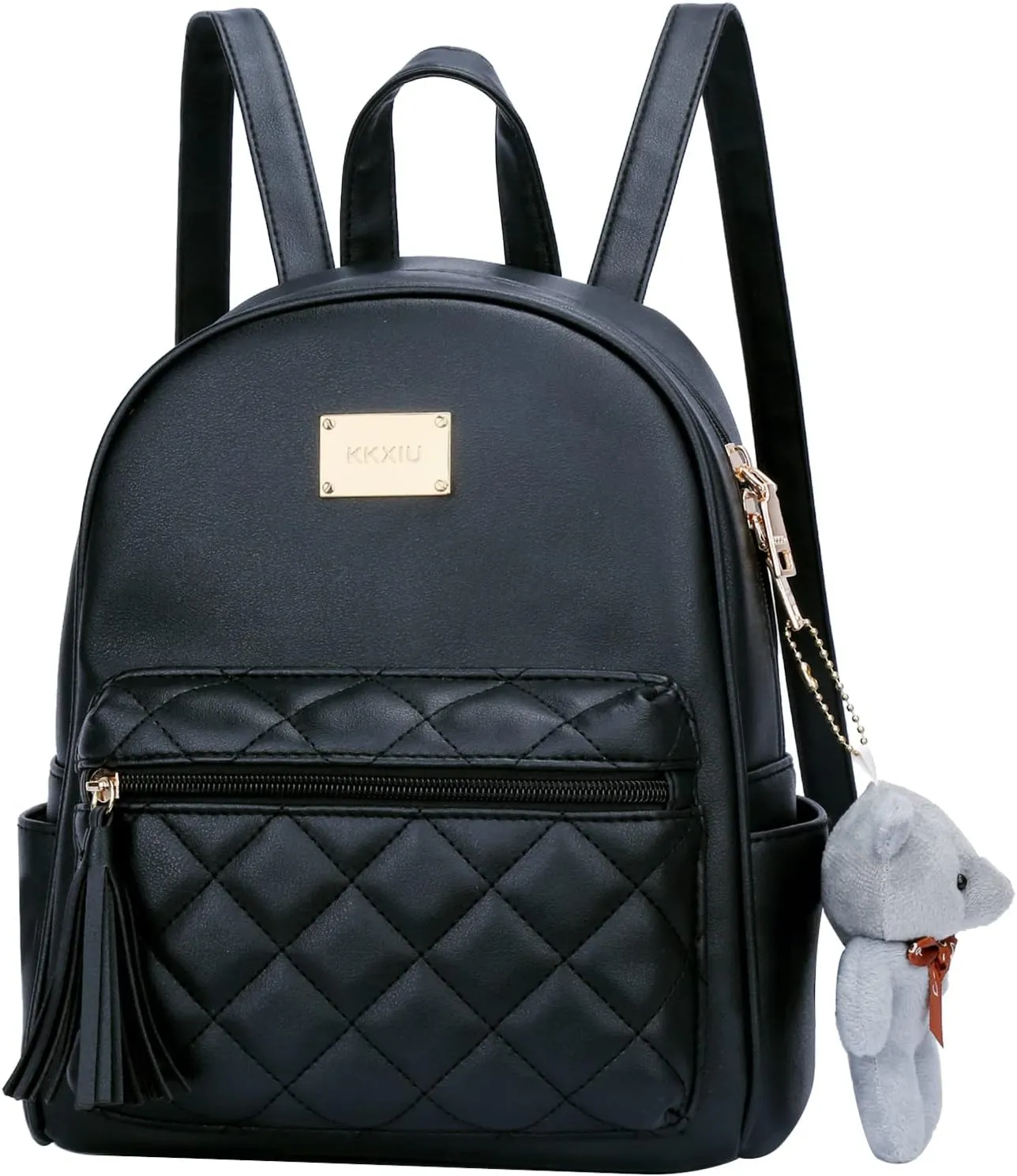 KKXIU Small Backpack Purse Synthetic Leather Quilted Mini Daypack For Women Fashion Ladies Bookbag With Tassel