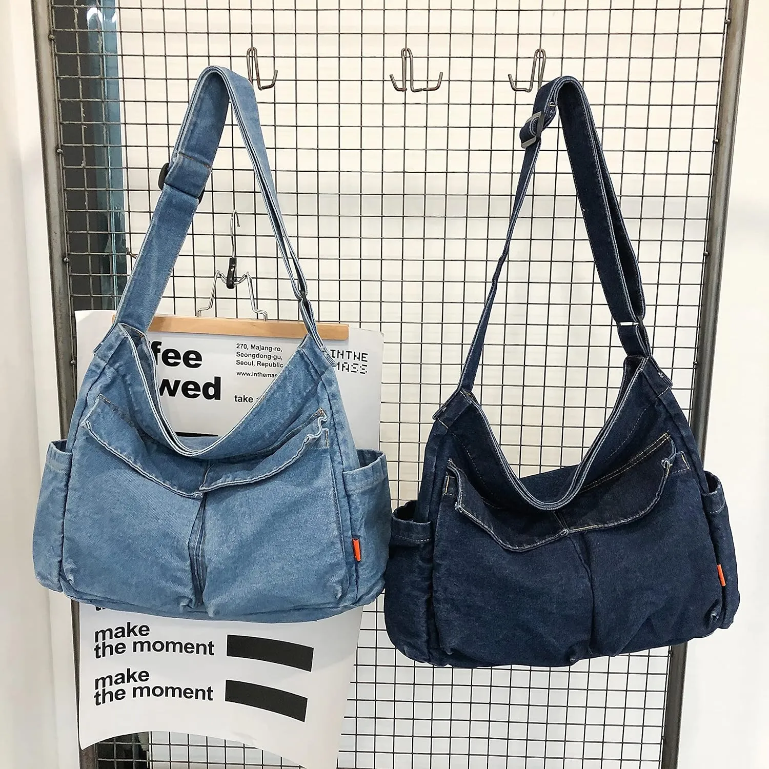 KlaOYer Canvas Messenger Bag Large Hobo Bag Crossbody Shoulder Bag Tote Bag with Pocket for Women and Men