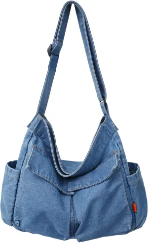 KlaOYer Canvas Messenger Bag Large Hobo Bag Crossbody Shoulder Bag Tote Bag with Pocket for Women and Men
