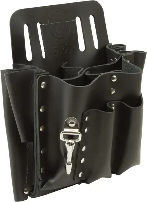 Klein Tools 5165 Pocket Tool Pouch with Knife Snap, 10 Pockets, Stitched and Riveted Leather, Fits Belts up to 2-Inch Wide