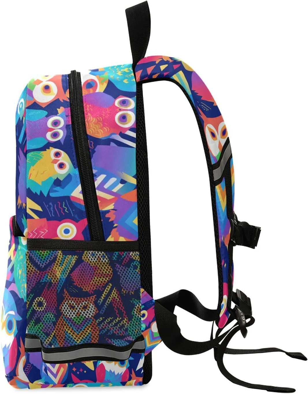 KLL Cute Colorful Owls and Trees Little Girls Backpack Water Resistant Mini Schoolbag with Reflective Strips Travel Back