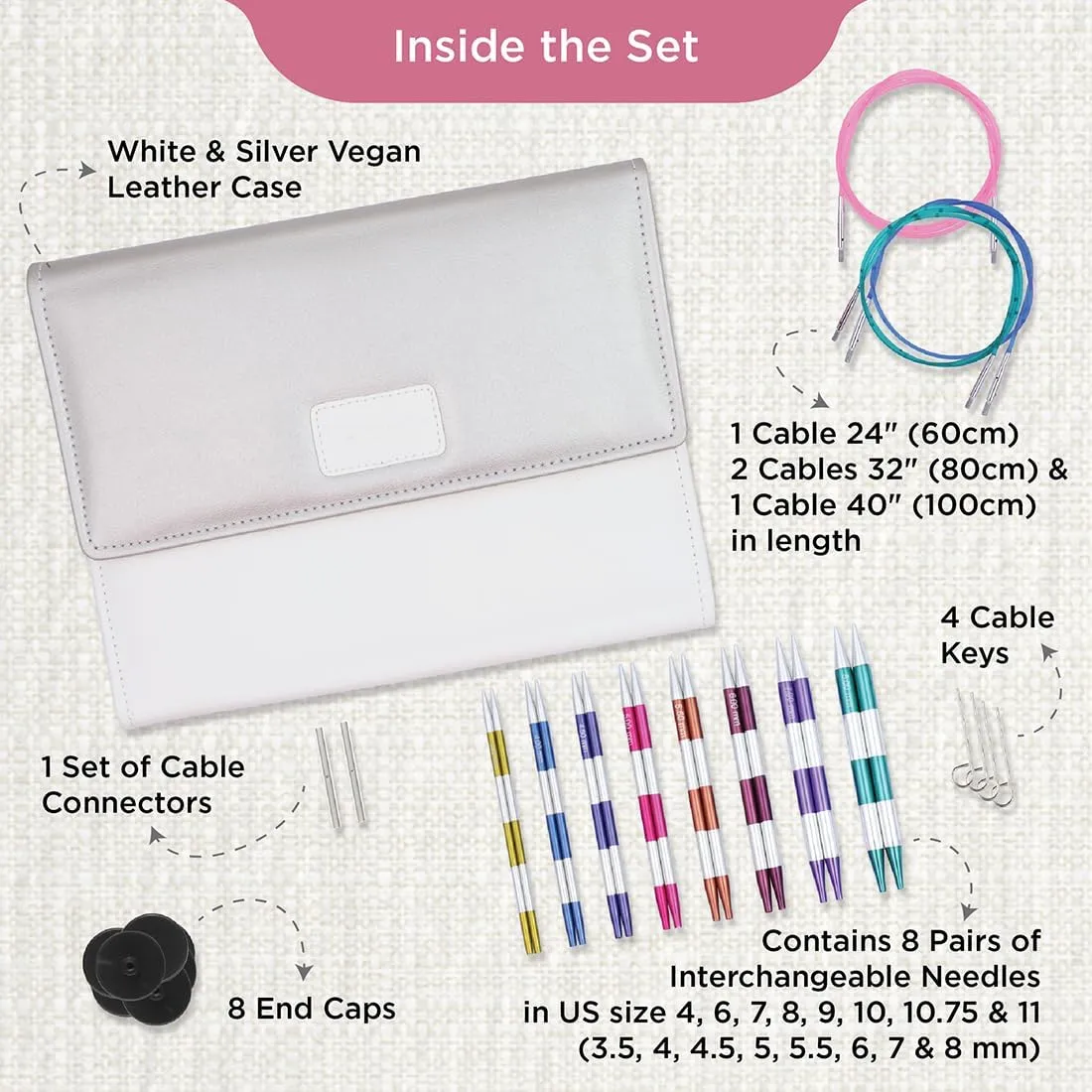 KnitPro Smartstix Deluxe Interchangeable Needle Set 5.5" (14cm) | 8 US Sizes (4 to 11)