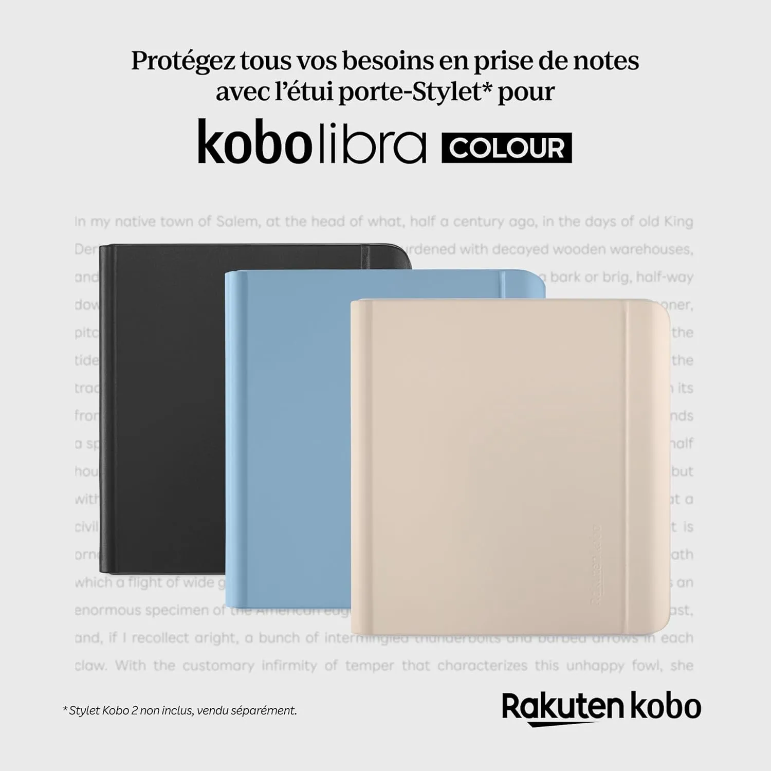Kobo Libra Colour SleepCover Case | Sand Beige Notebook | Sleep/Wake Technology | Built-in 2-Way Stand | Vegan Leather | Compatible with 7” Kobo Libra Colour eReader