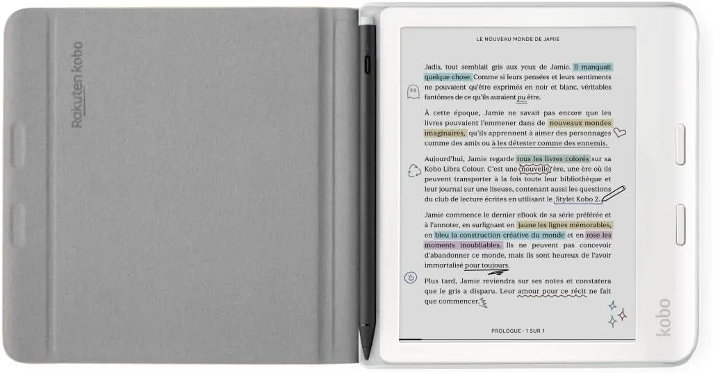 Kobo Libra Colour SleepCover Case | Sand Beige Notebook | Sleep/Wake Technology | Built-in 2-Way Stand | Vegan Leather | Compatible with 7” Kobo Libra Colour eReader