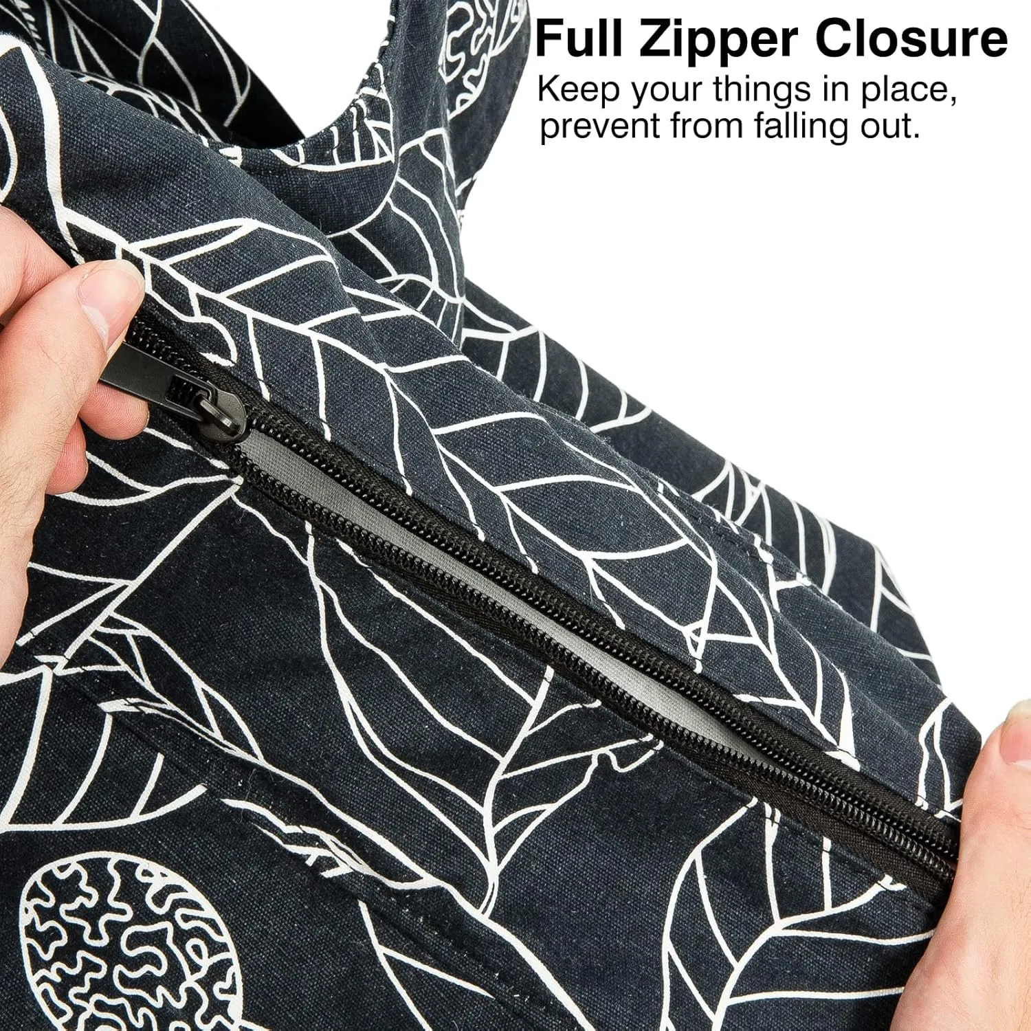 KUAK Extra Large Yoga Mat Bag with Zippered Top & 5 Pockets - Premium Canvas Tote with Yoga Mat Carrying Strap for Pilates, Gym, Fitness Block & Gear