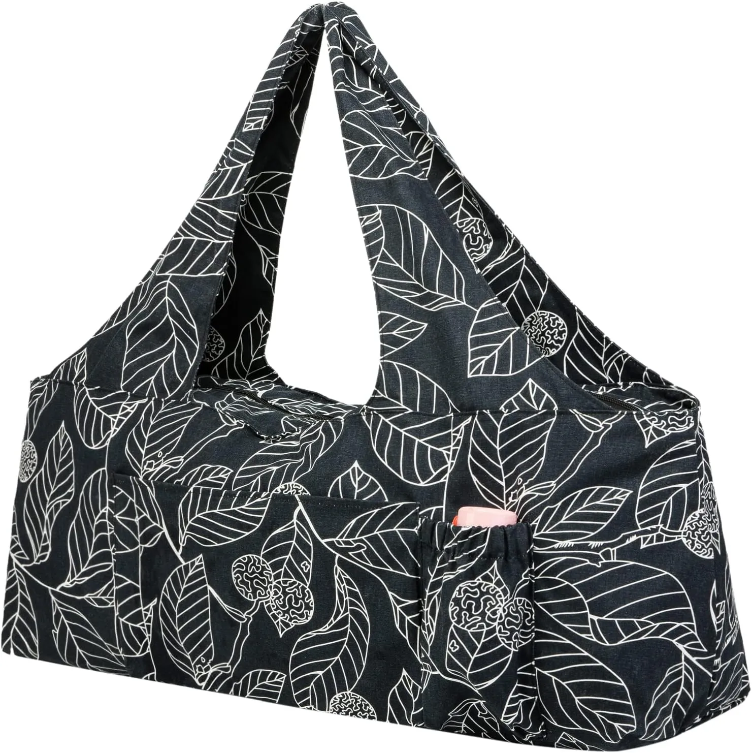 KUAK Extra Large Yoga Mat Bag with Zippered Top & 5 Pockets - Premium Canvas Tote with Yoga Mat Carrying Strap for Pilates, Gym, Fitness Block & Gear