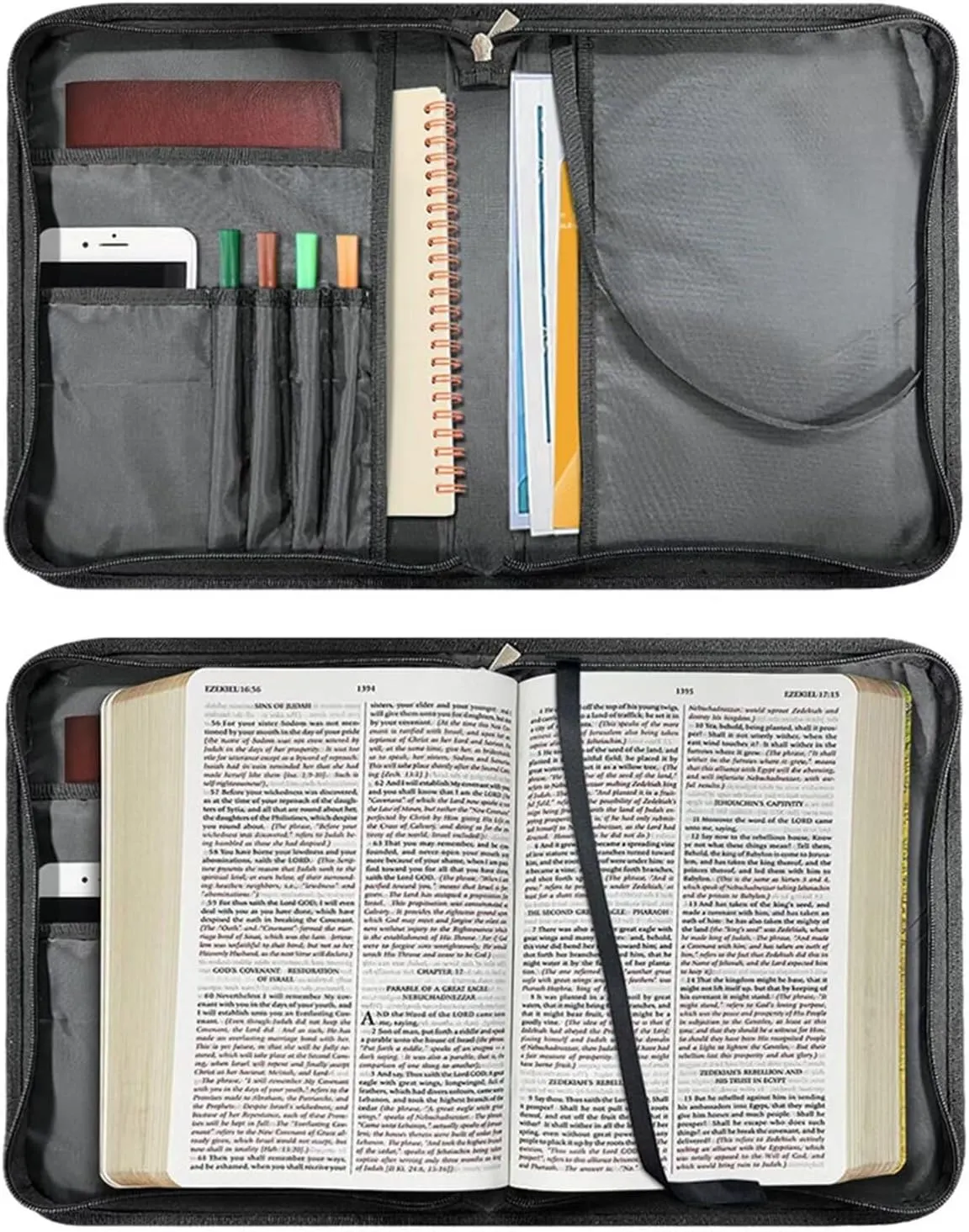 Kuiaobaty Elephant Hibiscus Print Bible Cover Leather Bible Accessories for Men Women Boys Girls Bible Carrying Case Bible Protective Bag Hand Bag Storage Organizer for Church Library Outdoor Indoor