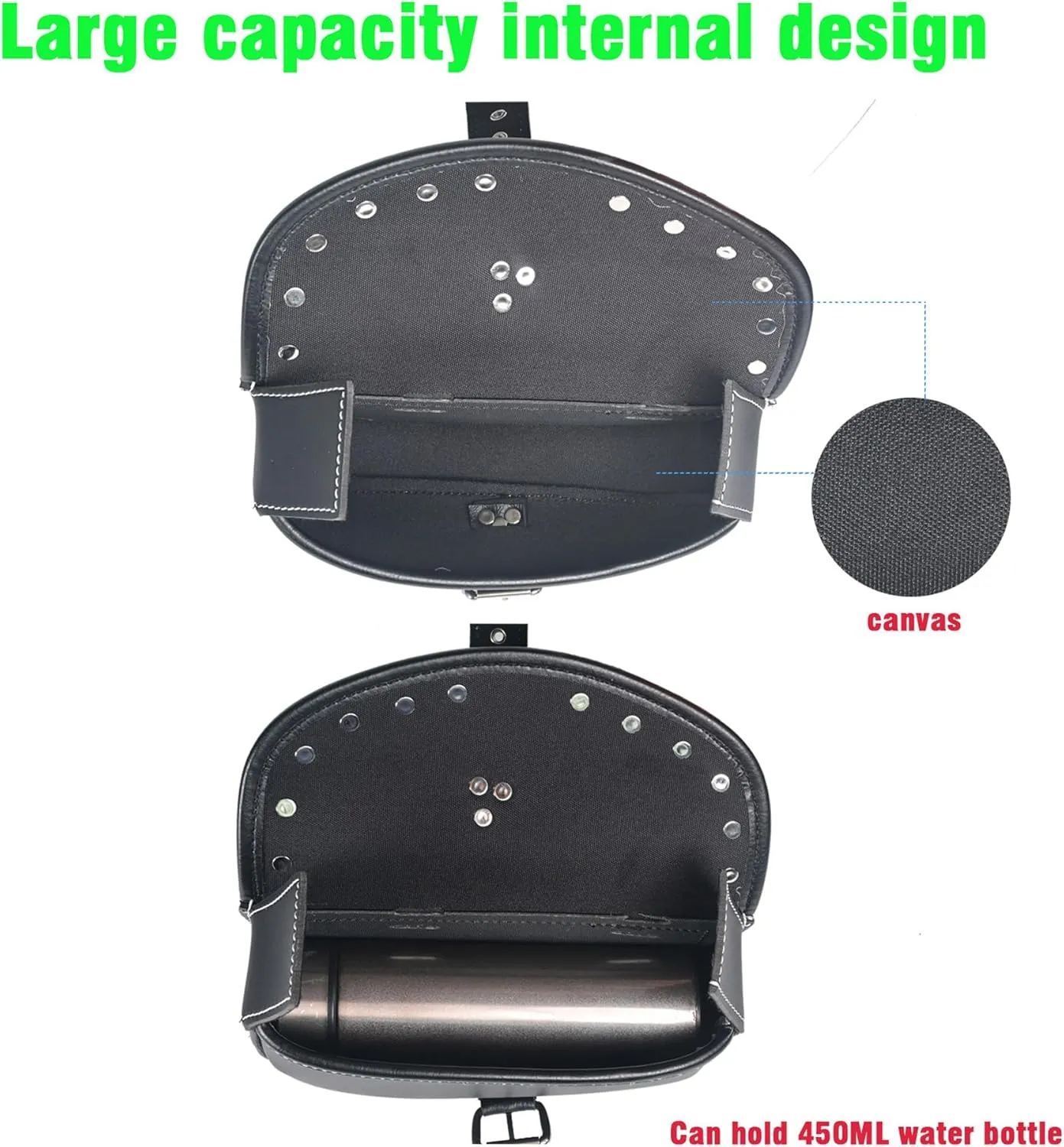 KZNI Motorcycle SaddleBags|Pvc Faux Leather Saddlebag|Waterproof Side Swing ArmBags|Side Tool Bag |Universal Storage Tool Bag for Motorbike|Black belt|Black10|Right belt| Left