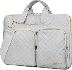 Lacdo 360° Protective Laptop Shoulder Bag, 14 Inch Laptop Sleeve Case for HP Dell ASUS Acer Chromebook 14, HP Stream, Dell Inspiron, IdeaPad, Acer Spin, ASUS ZenBook Computer Bag, Space Gray