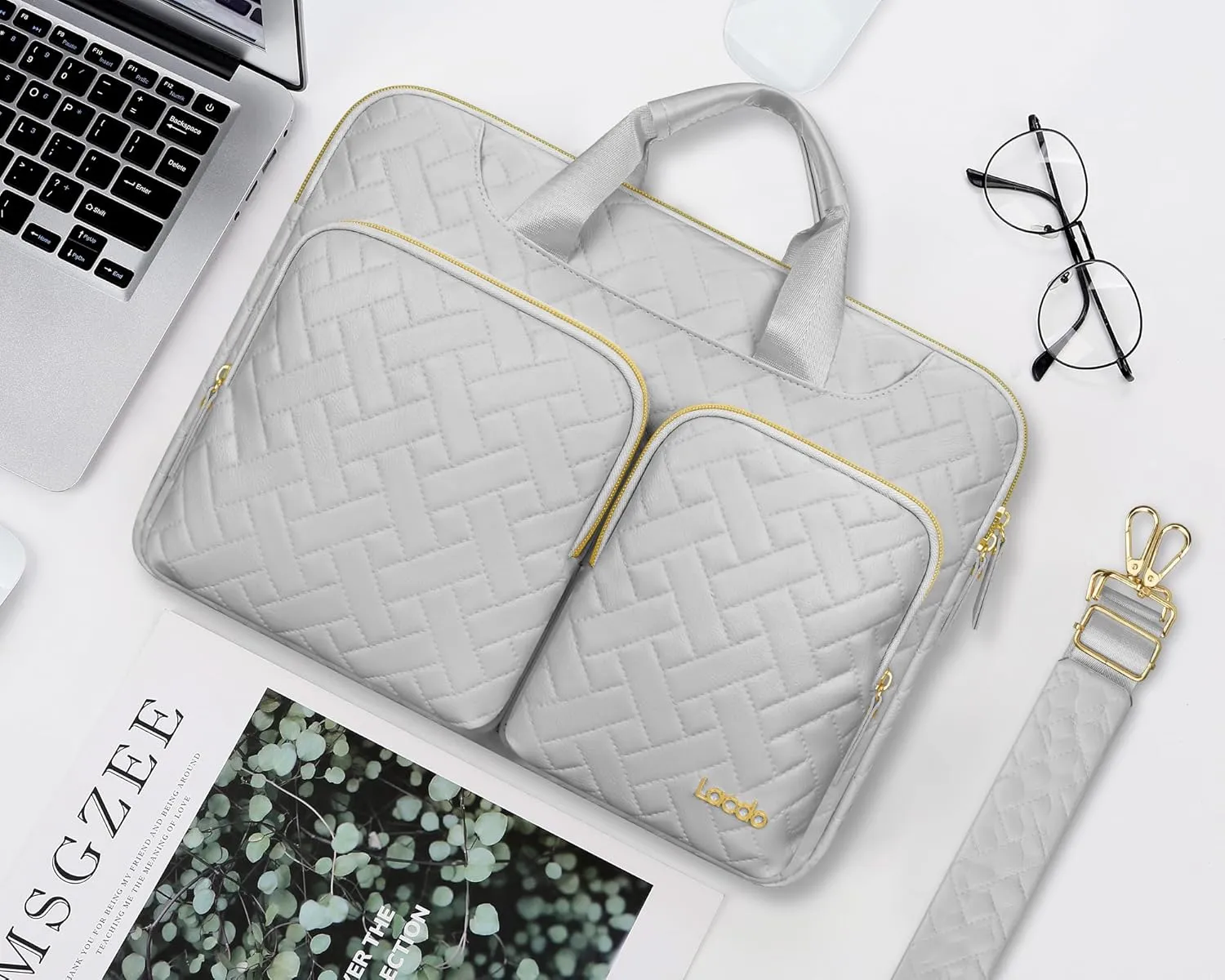 Lacdo 360° Protective Laptop Shoulder Bag for 13 inch New MacBook Air M4 A3240 2025, M3 A3113, M2 A2681, M1 A2337 A2179 A1932 | 13 inch MacBook Pro M2 M1 A2338 A2251 A2289 Computer Bag, Space Gray