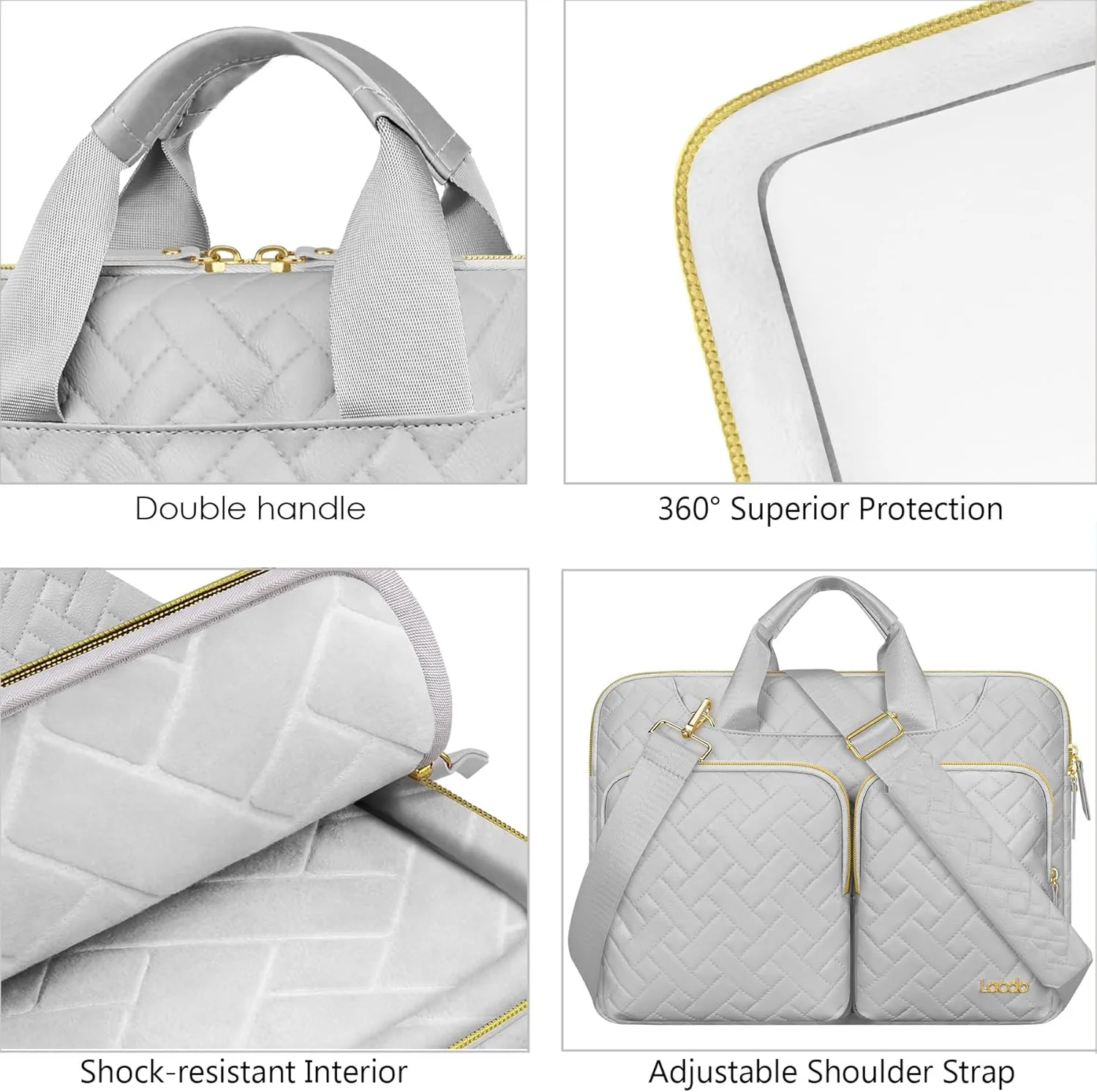 Lacdo 360° Protective Laptop Shoulder Bag for 13 inch New MacBook Air M4 A3240 2025, M3 A3113, M2 A2681, M1 A2337 A2179 A1932 | 13 inch MacBook Pro M2 M1 A2338 A2251 A2289 Computer Bag, Space Gray