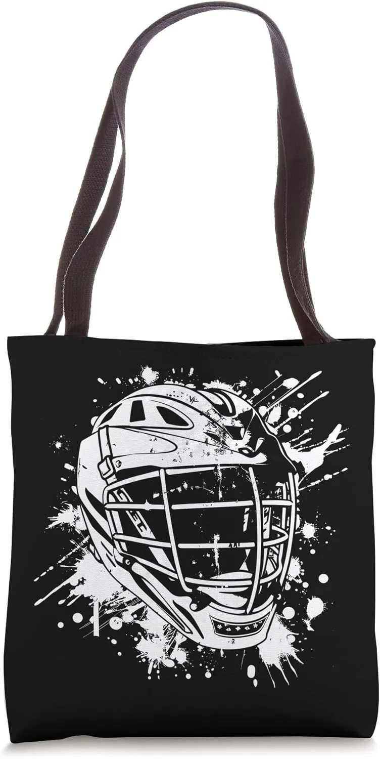 Lacrosse Helmet Streetart Goal Sport Tote Bag