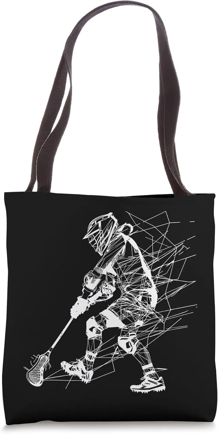 Lacrosse Player Line Art Tote Bag