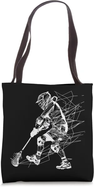 Lacrosse Player Line Art Tote Bag