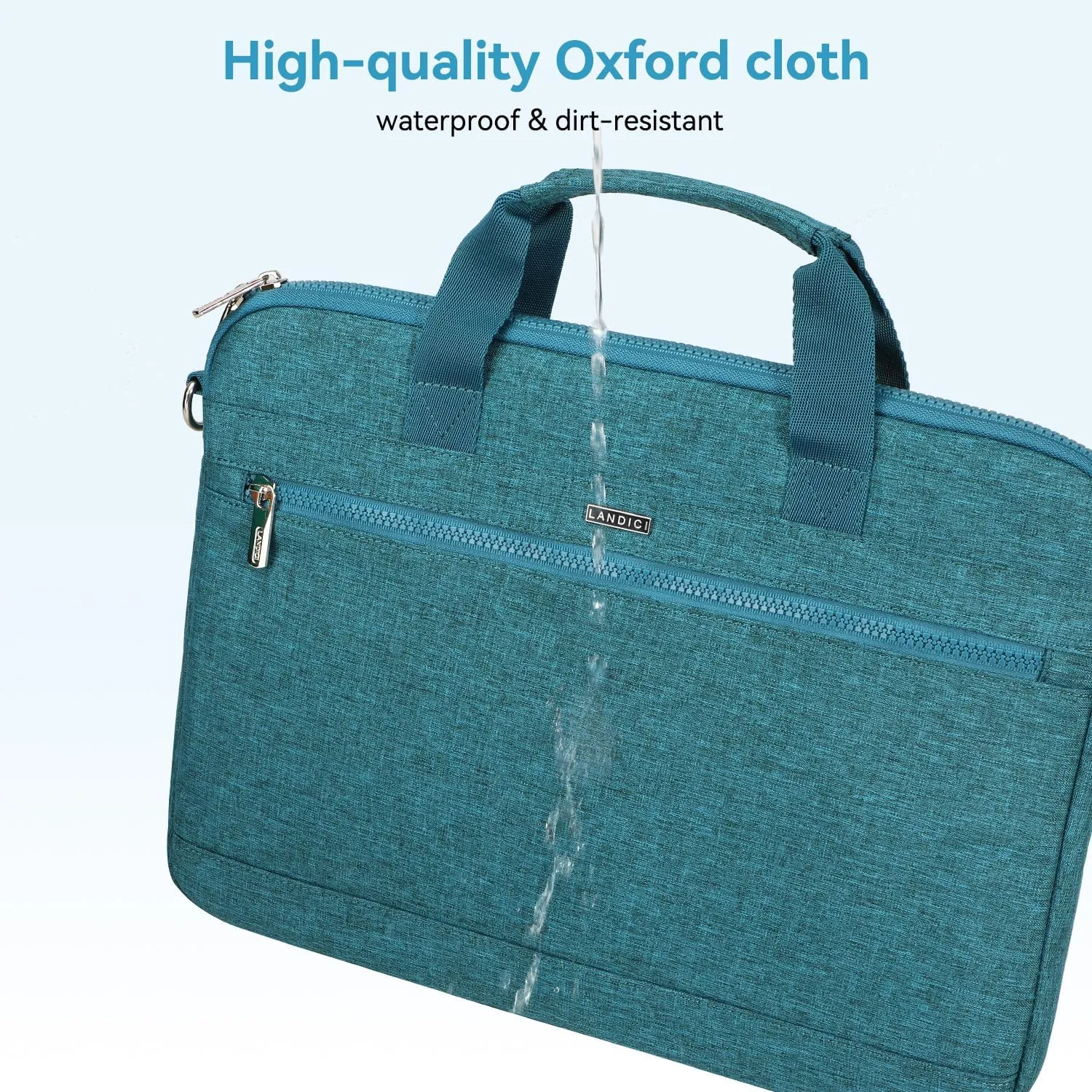 LANDICI 360° Protective Laptop Bag Case 15.6-16 Inch with Shoulder Strap, Waterproof Computer Sleeve Cover for MacBook Pro 16, Acer HP Lenovo Dell ASUS Laptop, Slim Briefcase for Women, Lake Blue
