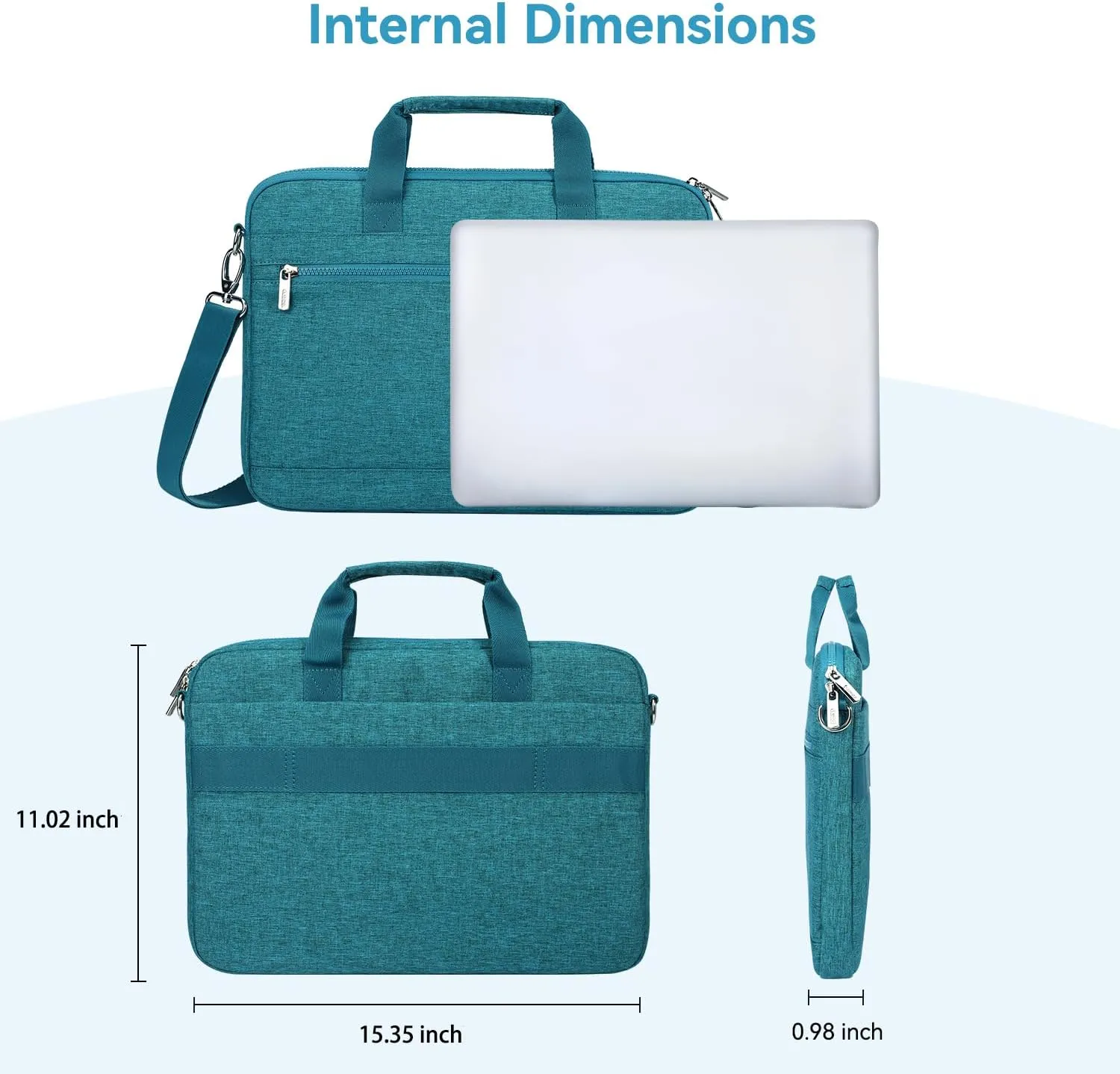 LANDICI 360° Protective Laptop Bag Case 15.6-16 Inch with Shoulder Strap, Waterproof Computer Sleeve Cover for MacBook Pro 16, Acer HP Lenovo Dell ASUS Laptop, Slim Briefcase for Women, Lake Blue
