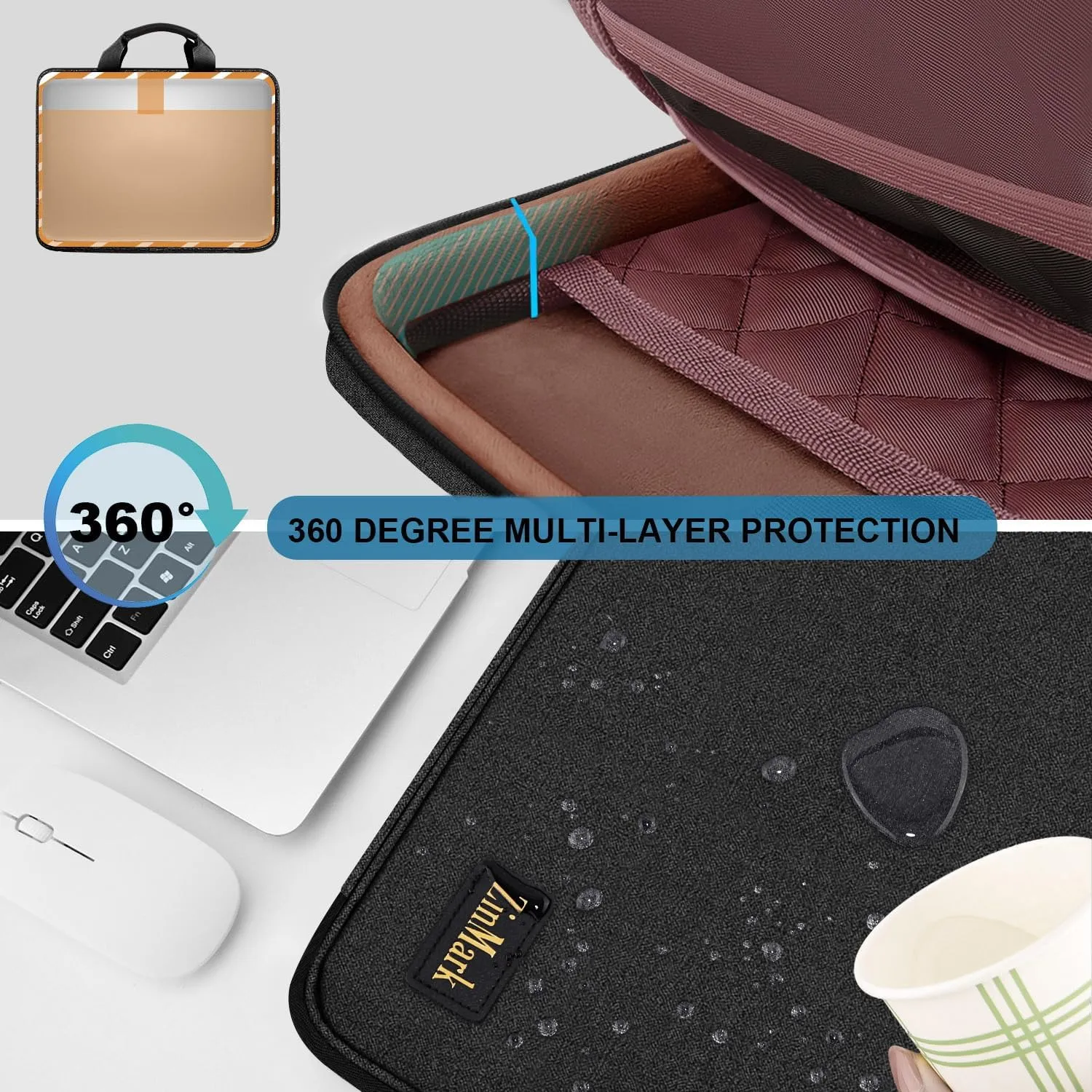 Laptop Case 15.6 Inch Briefcase Military-Grade Protection with Detachable Belt Bag, Compatible All Model of 15-16 Inch MacBook Pro and Most Popular 15.6 Inch Notebooks Chromebooks (Black)