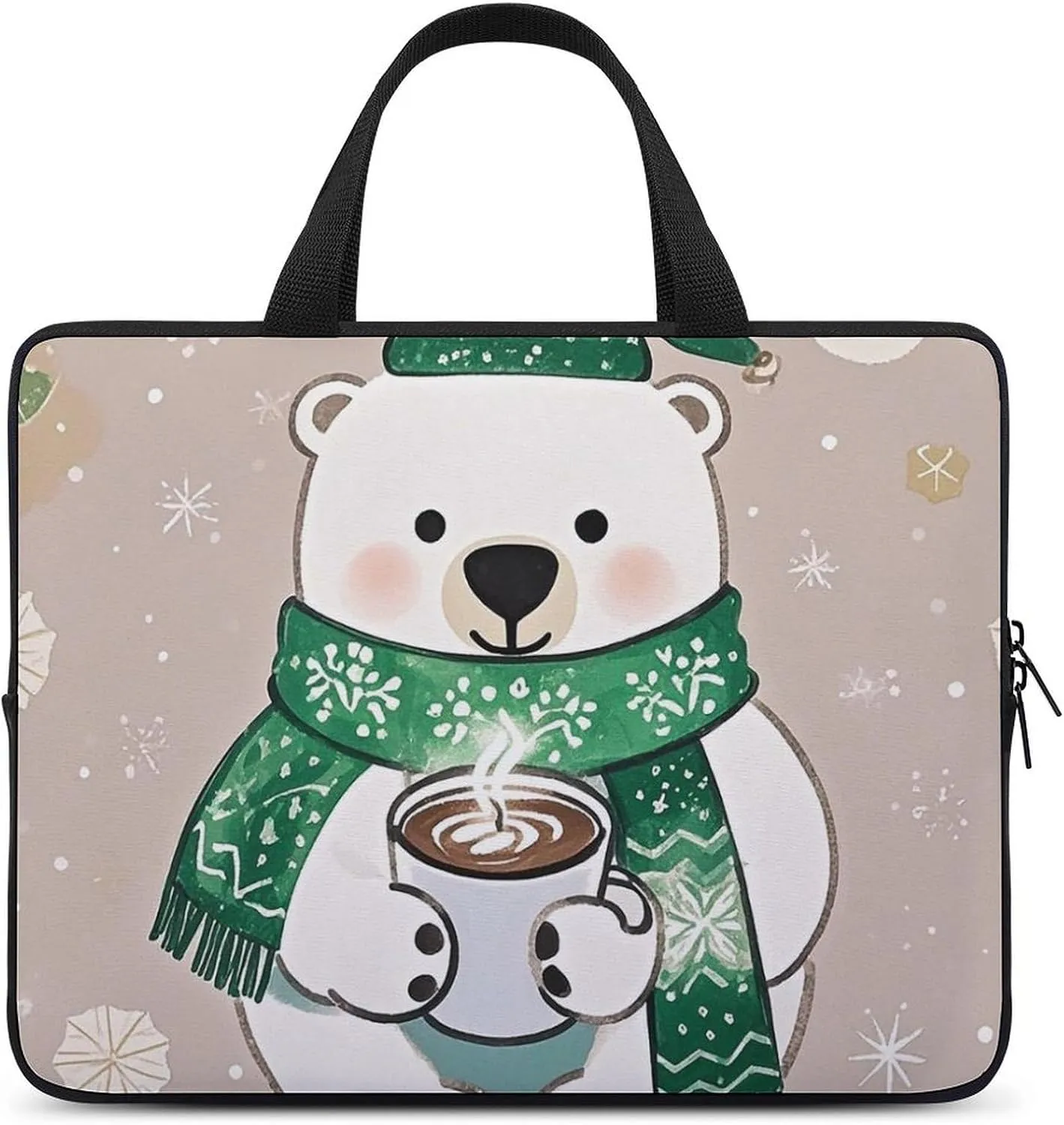 Laptop Case Sleeve Shockproof Computer Carrying Bag Bear That is Afraid of The Cold Laptop Bag Tote Lightweight Notebook Case Cover Traveling Briefcase Handle Bags for Travel Business 12inch