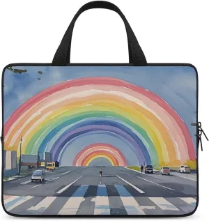 Laptop Case Sleeve Shockproof Computer Carrying Bag Decorate Rainbow Laptop Bag Tote Lightweight Notebook Case Cover Traveling Briefcase Handle Bags for Travel Business 17inch
