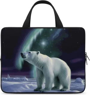 Laptop Case Sleeve Shockproof Computer Carrying Bag Polar Bears Northern Lights Laptop Bag Tote Lightweight Notebook Case Cover Traveling Briefcase Handle Bags for Travel Business 12inch